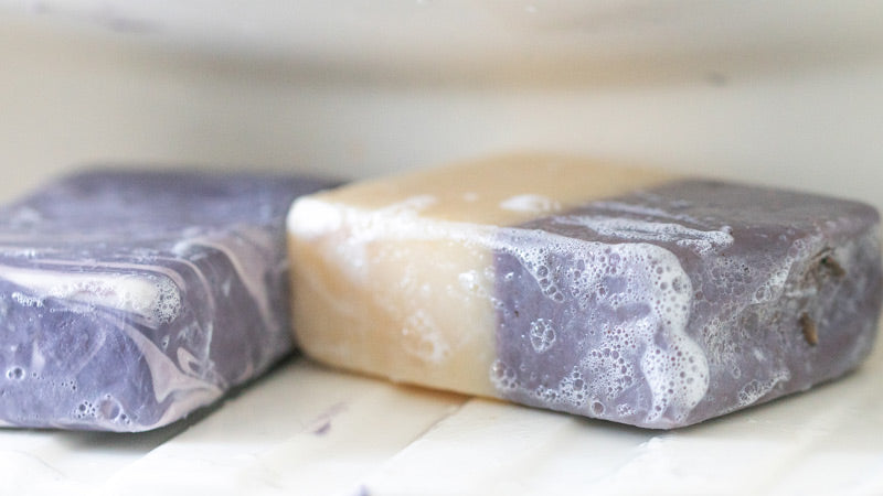 Sudsy Bar Soaps Sitting in Shower